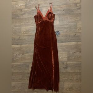 Lulu's Red Velvet Maxi Dress